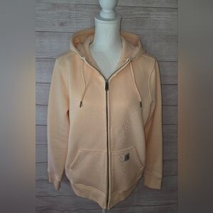 Carhartt Clarksburg Full Zip Relaxed Fit Hoodie in Peach Size Large